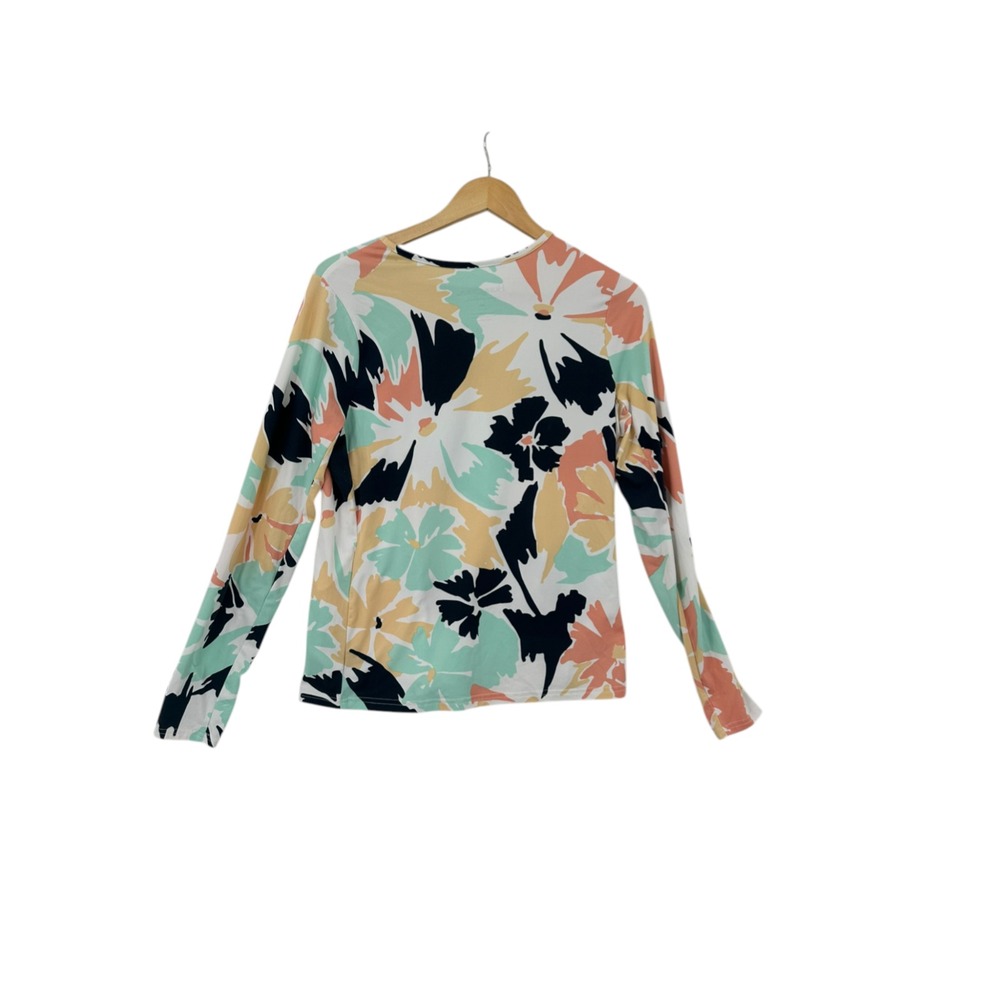 Hang‎ Ten Swim Shirt Womens Sz M Rash Guard UPF 50 Floral Pastel Beach Pool